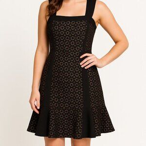 BCBGMAXAZRIA Dress Noelle Black Tan 10 Lace Overlay Going Out Feminine New Years